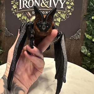 Articulated Bat | 3D Printed Poseable Wings, Gothic Decor, Halloween Fidget Toy