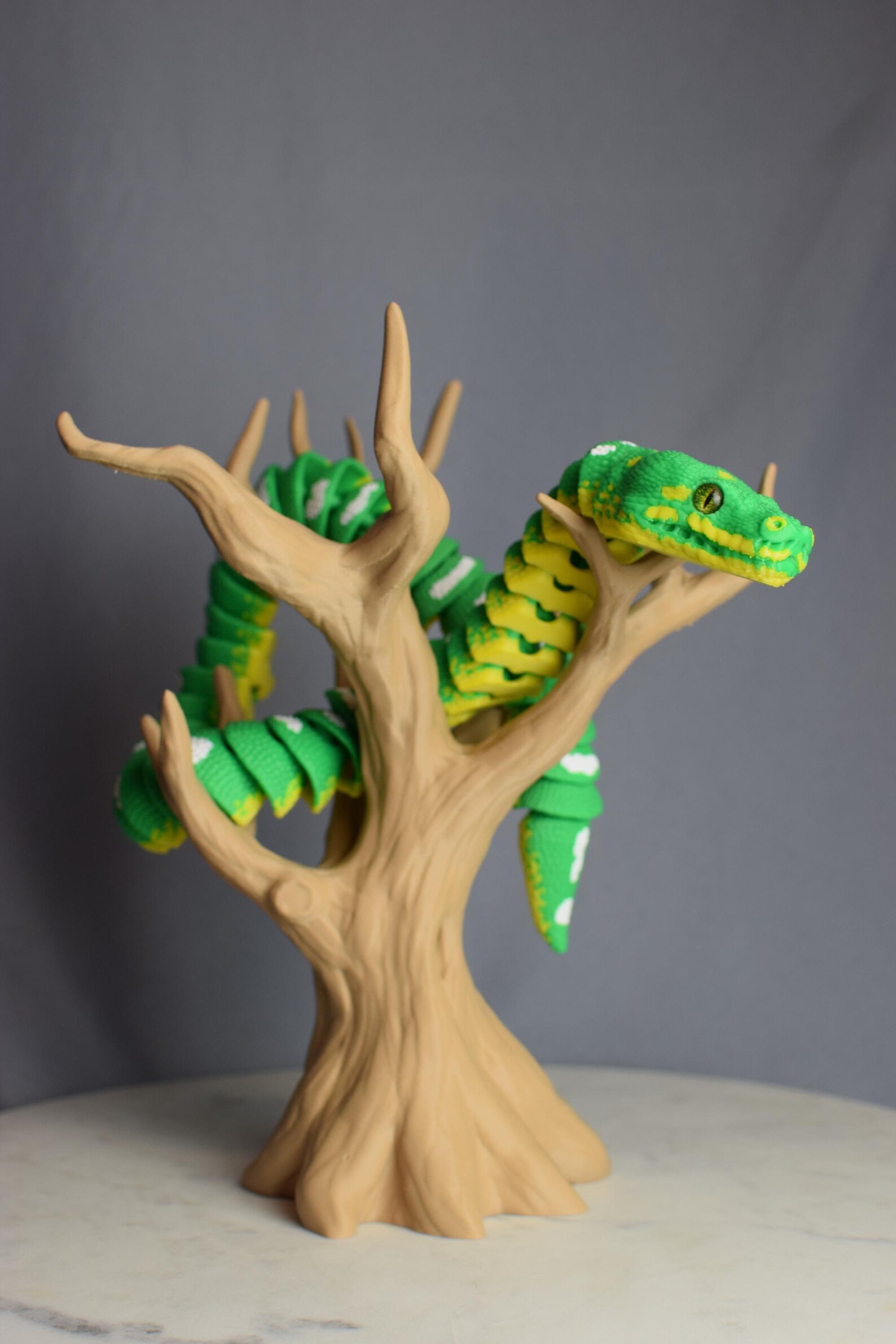 Articulated Green Tree Python – Flexible 3D Printed Fidget Toy, Reptile ...