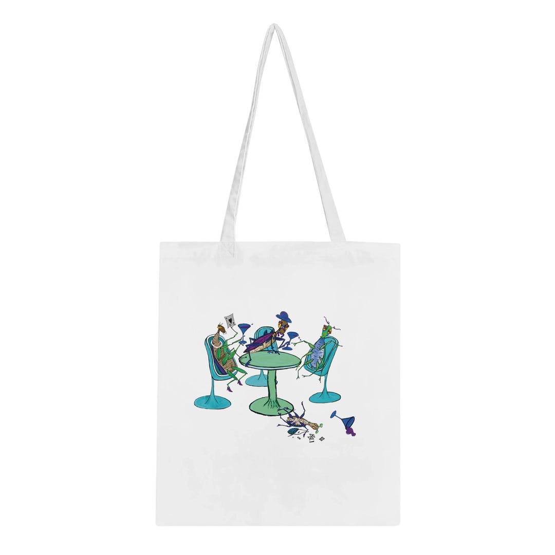 Cocktails With Cockroaches Tote Bag – Surreal Insect Art Illustration ...