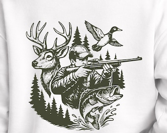 Retro Camo Deer Duck Fishing Design – Outdoorsman Hunting Sublimation (Digital Download)