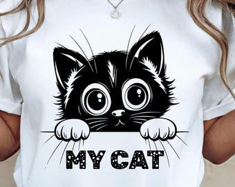 My Cat Peeking SVG PNG | Funny Kitty Face Clipart (Digital Download)