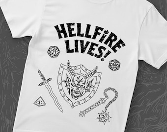 Hellfire Lives SVG PNG, Skull Dice Graphic Design, Dark Fantasy Gamer Shirt Design, Gothic Metal Clipart, Printable Sublimation File