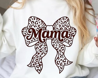 Mama Leopard Bow SVG PNG | Coquette Mother's Day Cricut Cut File (Digital Download)