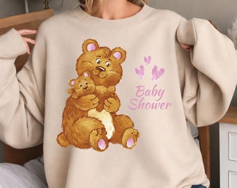 Teddy Bear Baby Shower PNG, Mom and Cub Clipart, Instant Download
