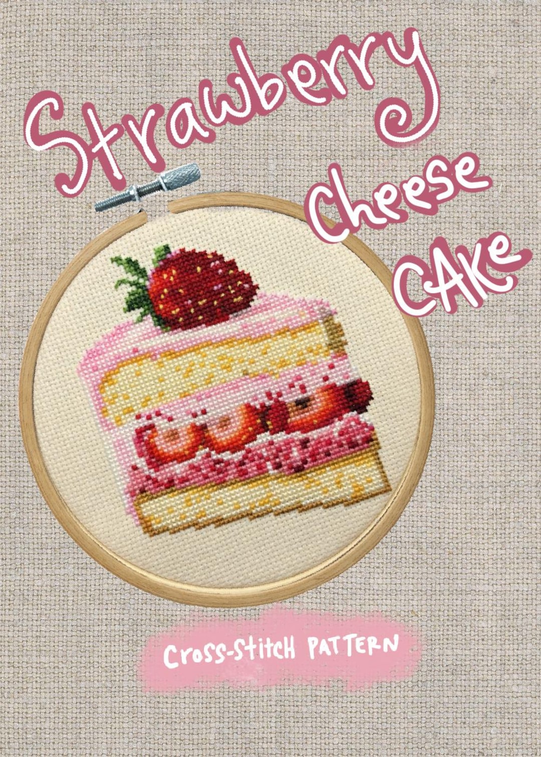 Strawberry Cheesecake Cross Stitch Pattern, Beginner Friendly Sewing ...