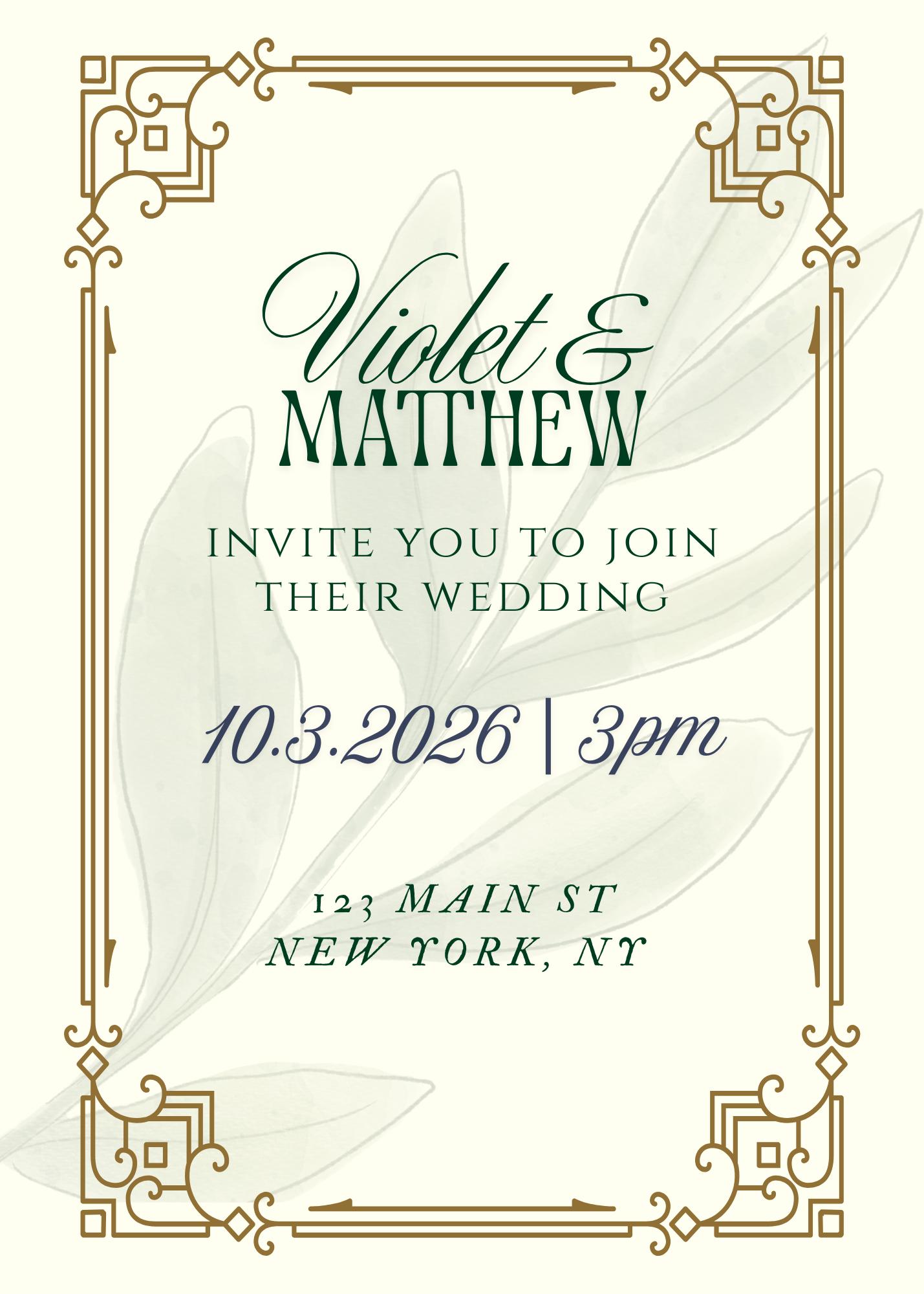 Editable Wedding Invitation Template | Custom Event Invite (digital ...