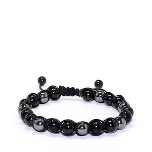 Triple Protection 8 mm Bead Bracelet – Black Tourmaline, Hematite & Obsidian | Adjustable Bracelet