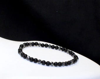 Bracciale a tripla protezione da 4 mm - Tormalina nera, ematite e ossidiana