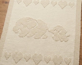 Elephant Baby Blanket Knitting Pattern PDF | Mama and Me | Textured Nursery Blanket | Beginner Easy