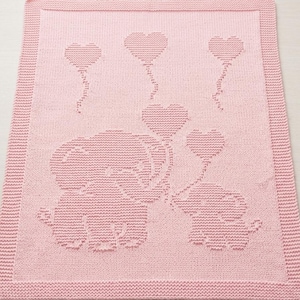 Elephant Baby Blanket Knitting Pattern PDF | Love You Bunches | Heart Balloons | Beginner Easy