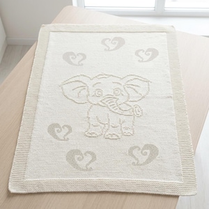 Baby Blanket Knitting Pattern PDF — Elephant Motif — Beginner, DK Weight, Baby Shower Gift image 2
