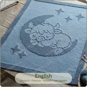 Highland Cow Baby Blanket Knitting Pattern – Moon & Stars | Beginner Friendly | PDF