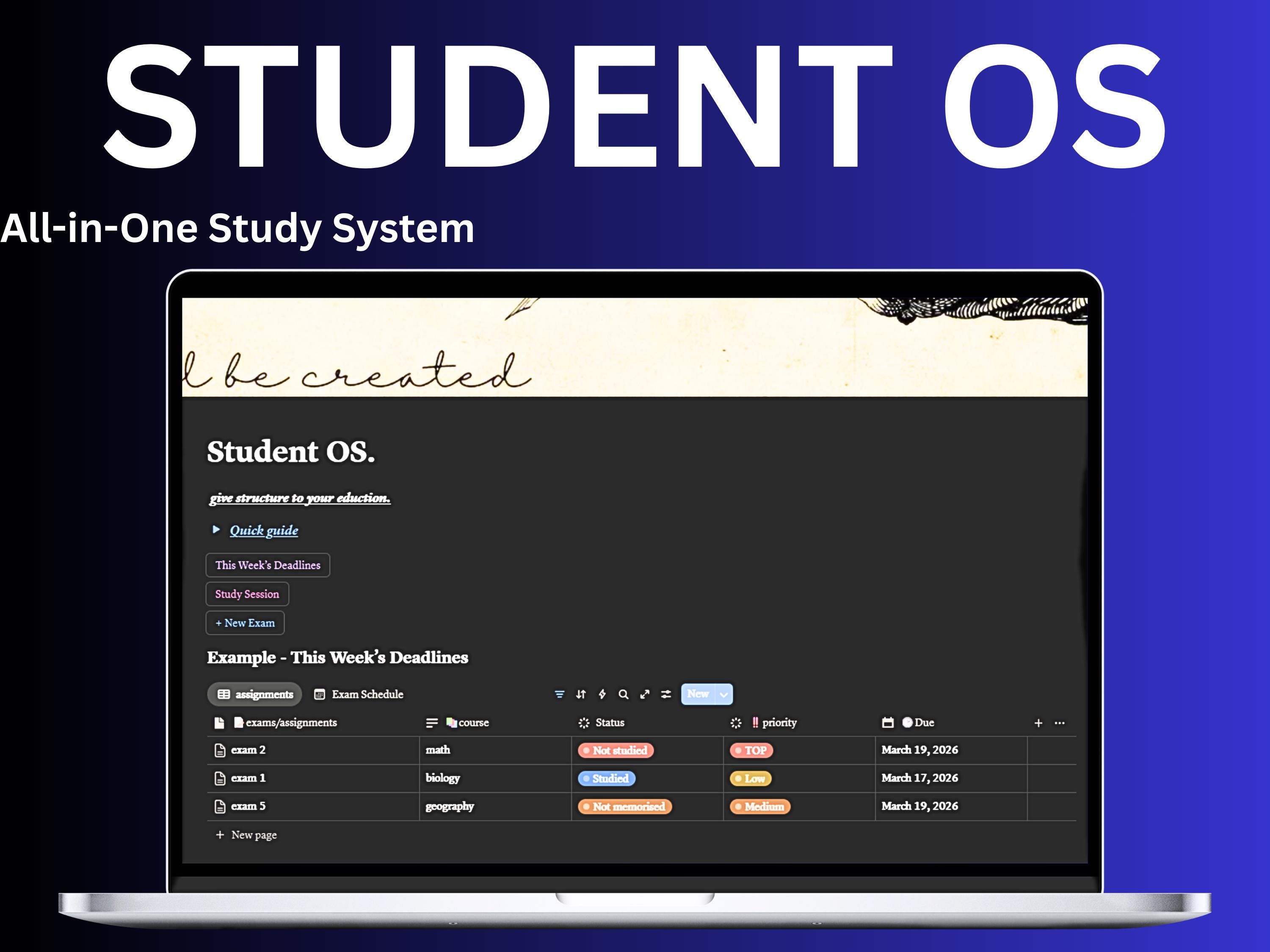 Student Notion Template | Study Planner, Exam Tracker, Assignment ...