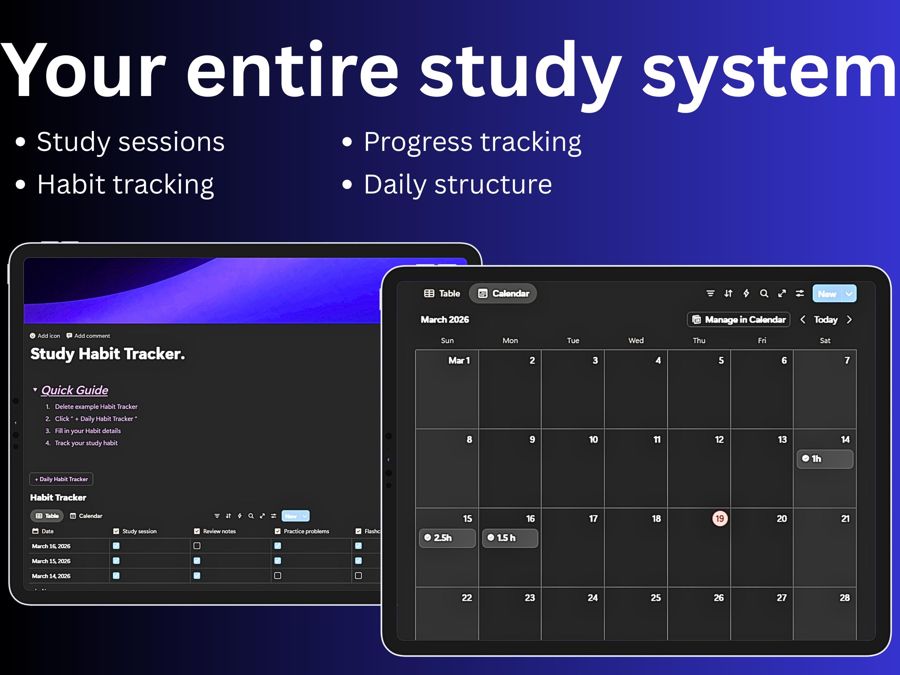 Study Habit Tracker Notion Template | Daily Planner for Students ...
