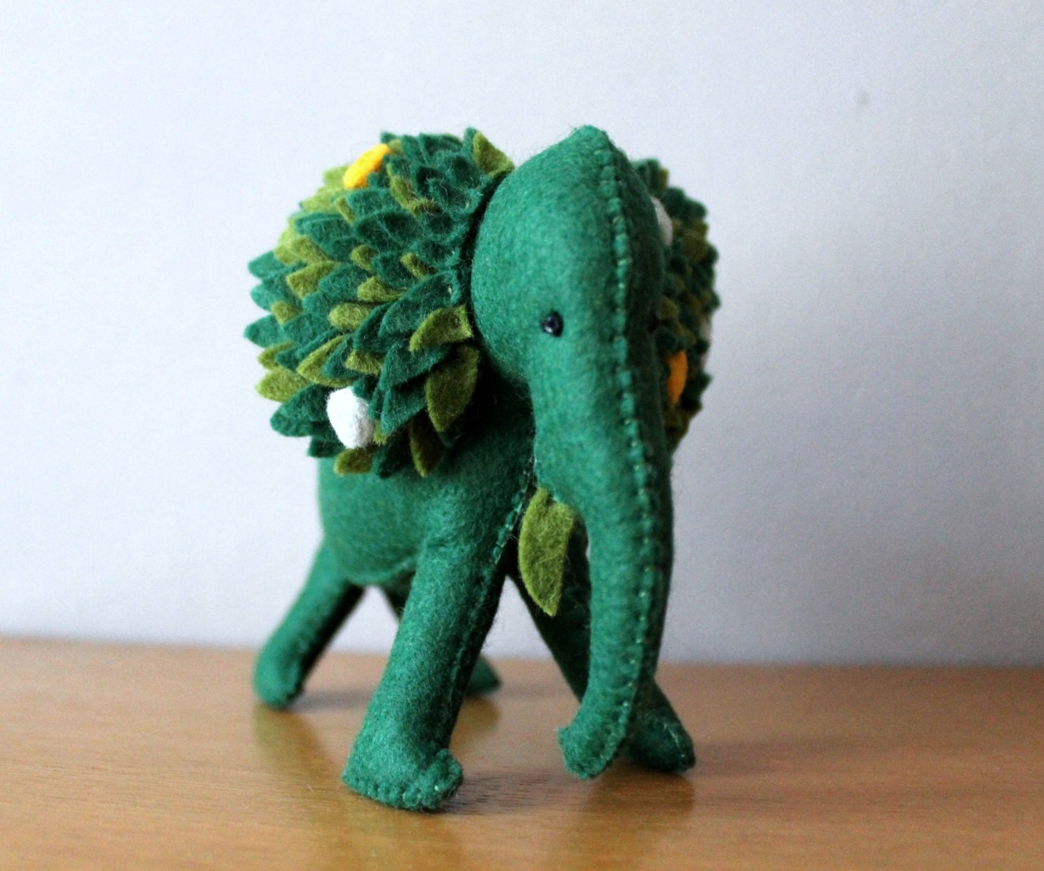 Green Felt Elephant Plush Etsy