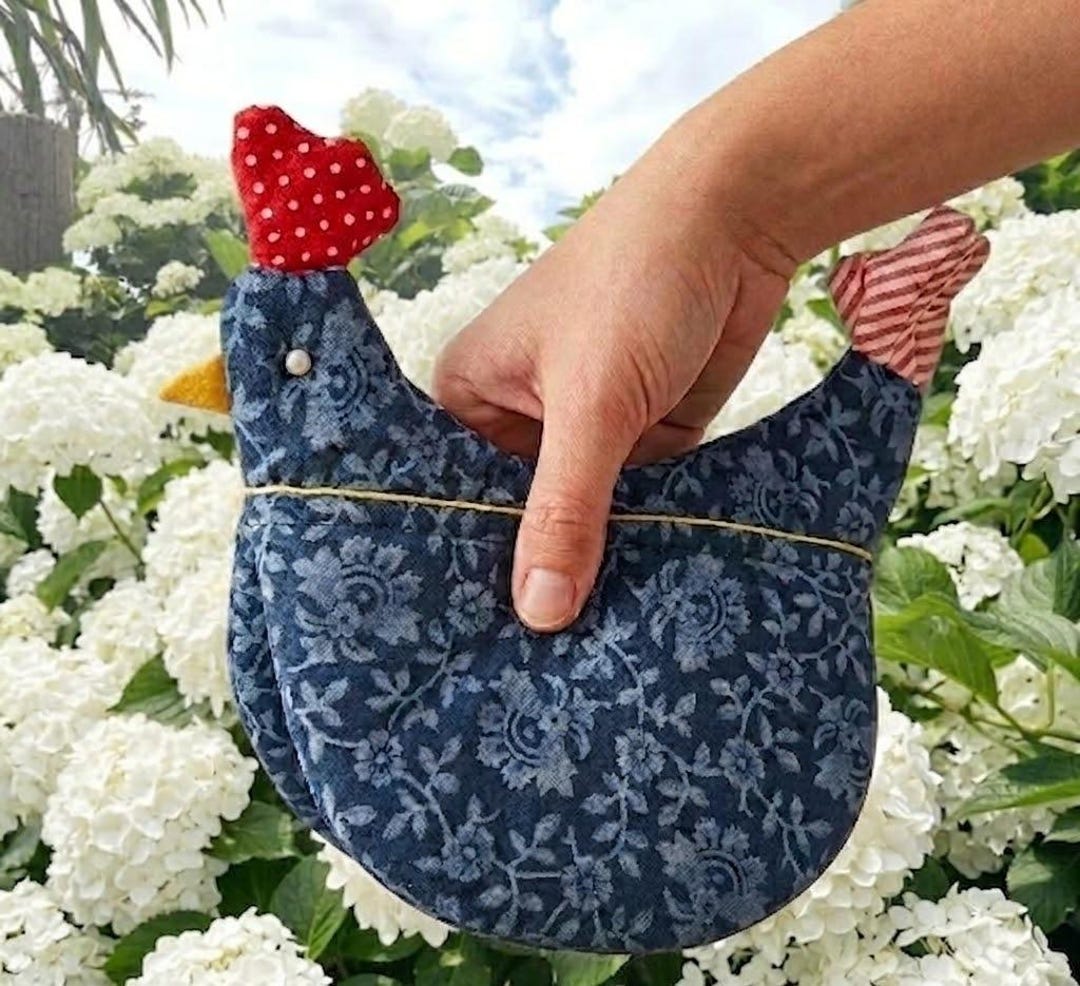 Chicken Pot Holder Sewing Pattern PDF – Farmhouse Kitchen DIY, Hen ...