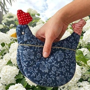 Chicken Pot Holder Sewing Pattern PDF – Farmhouse Kitchen DIY, Hen Potholder Template, Easy Beginner