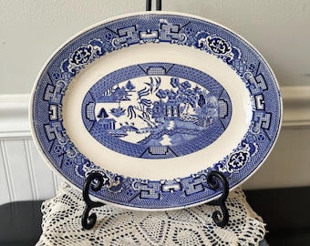Homer Laughlin Blue Willow transfer ware oval serving platter