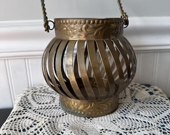 Brass finished metal lantern