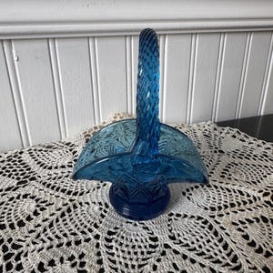 Fenton Blue Basket - Etsy