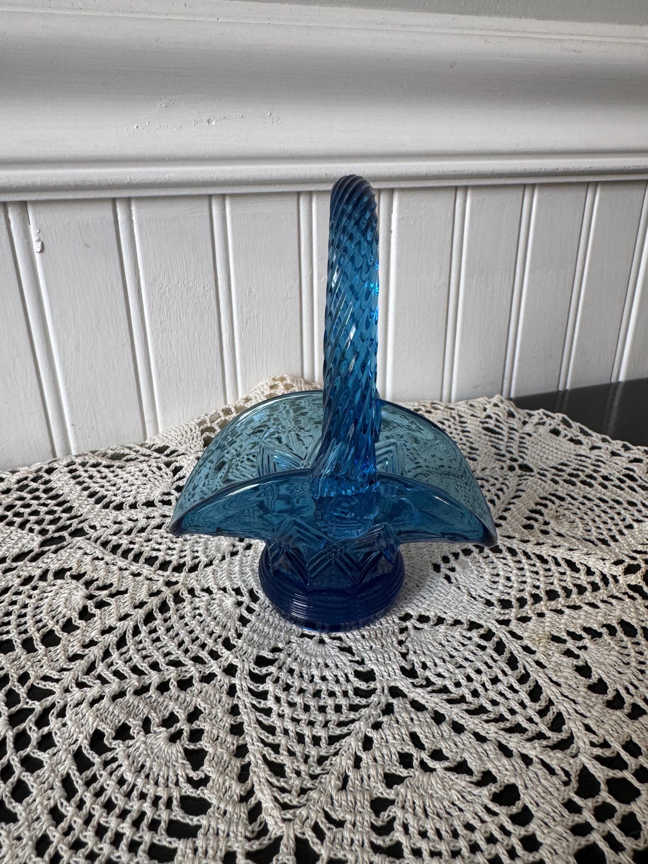 Fenton Blue Basket - Etsy