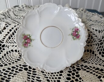 Vintage Porcelain Saucer with Floral Design