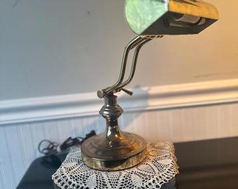 Brass Bankers or Piano desk lamp with an adjustable articulating arm