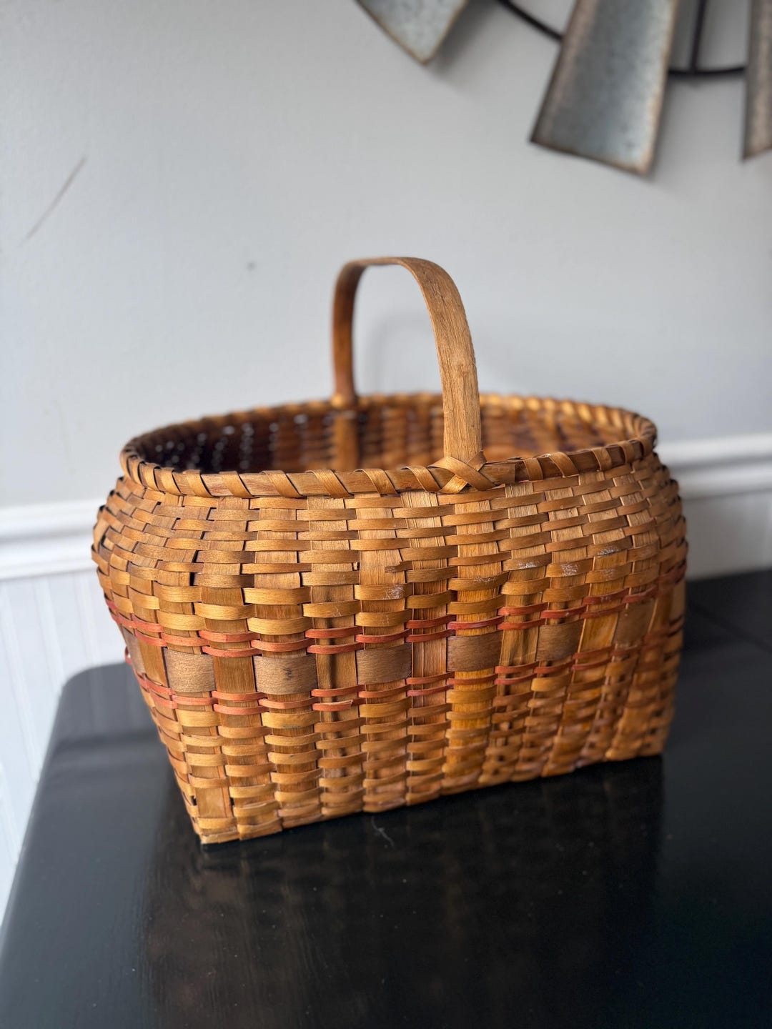 Antique Ash Splint Woven Gathering Basket – Primitive Market Flower ...