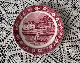 ヴィンテージ パリシー陶器 イギリス製 転写プリント プレートまたはソーサー