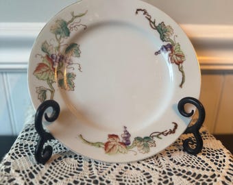 Haviland & Co. Limoges France porseleinen saladebord met een handgeschilderd wijnstokontwerp (set van vier)