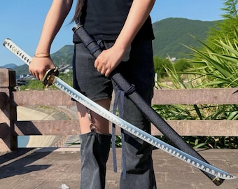 Katana Enma de acero con alto contenido de manganeso forjada a mano / Réplica de la espada Zoro de One Piece, hoja para cosplay de anime