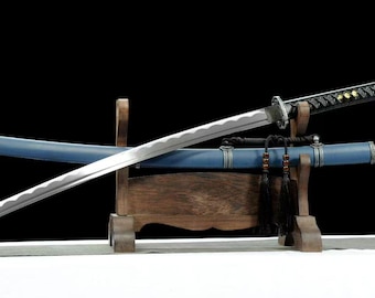 Réplica de la espada de mando Tipo 98, hoja de acero al manganeso, funda de cuero de microfibra, pieza de colección militar.