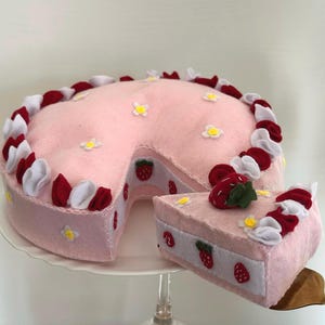 Torta scenografica con fetta removibile in Feltro riutilizzabile per feste bimbi, gioco montessori, idea regalo hecho a mano
