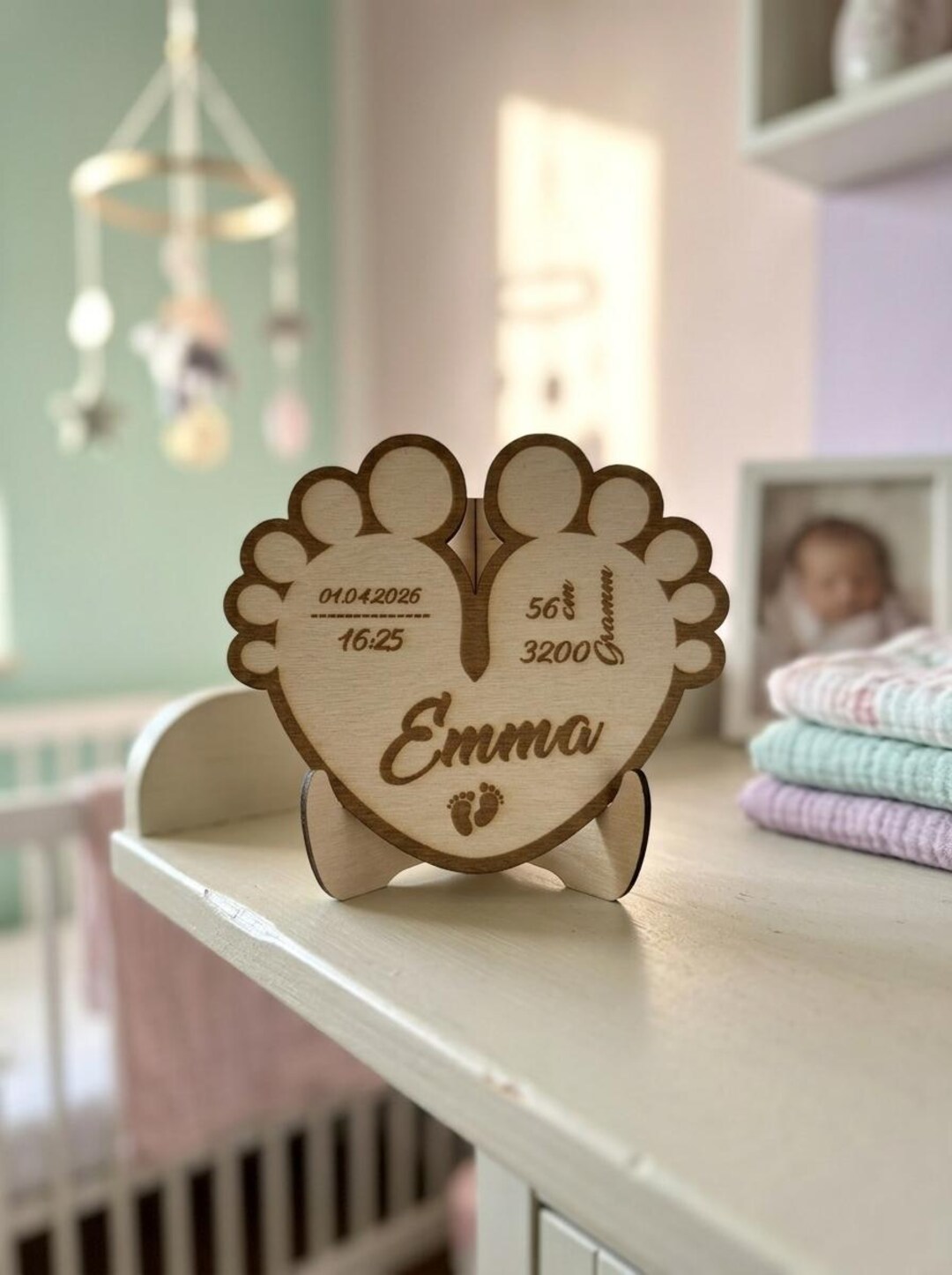 Personalized Wooden Baby Birth Announcement Sign – Name and Date Sign ...