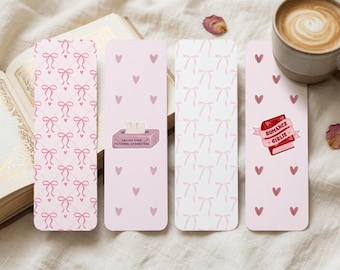 Coquette Romance Bookmark Bundle | Printable Pink Girly Bookmarks for Romance Readers | BookTok Digital Download