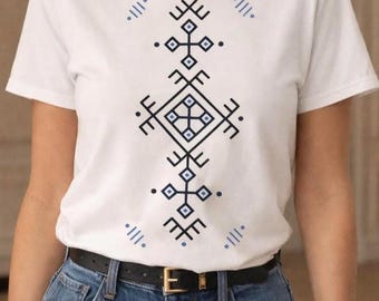 T-shirt berbère unisexe - motif amazigh minimaliste - design kabyle moderne - cadeau original homme femme - streetwear ethnique