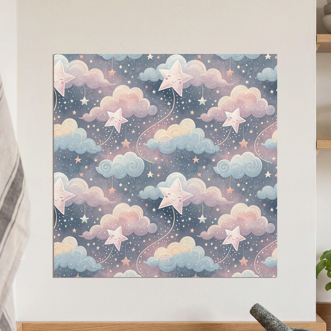 Watercolor Stars and Clouds Seamless Pattern (digital Download) - Etsy
