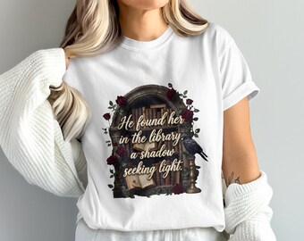 Dark Academia Bookshelf Trending PNG Digital for Book Lovers. Gothic Romance Library Raven Rose Design Reader Gift. Literary Quote.