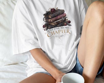 Just One More Chapter Book Stack PNG | Dark Academia Gothic Reader Design, Trending PNG (Digital Download)