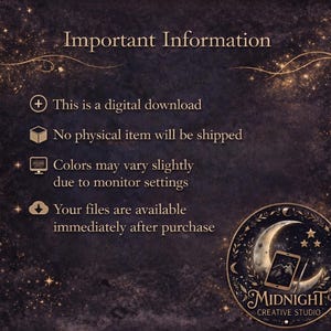 Digital download information for Midnight Creative Studio, no physical item shipped.
