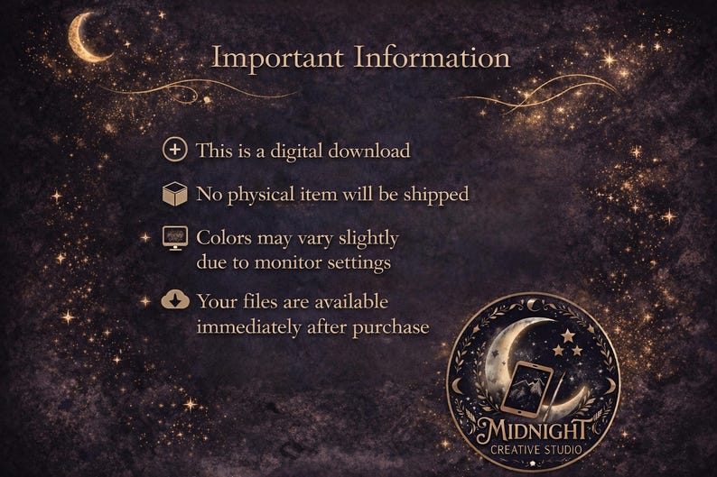 Digital download information for Midnight Creative Studio, no physical item shipped.