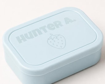 Personalized Kids Lunchbox Silicone Divided Container Custom Name Bento Engraved Toddler Box Compartment Meal Carrier Preschool Lunch Holder