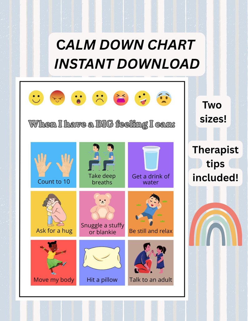 Therapist Calm Down Chart for Kids - Etsy