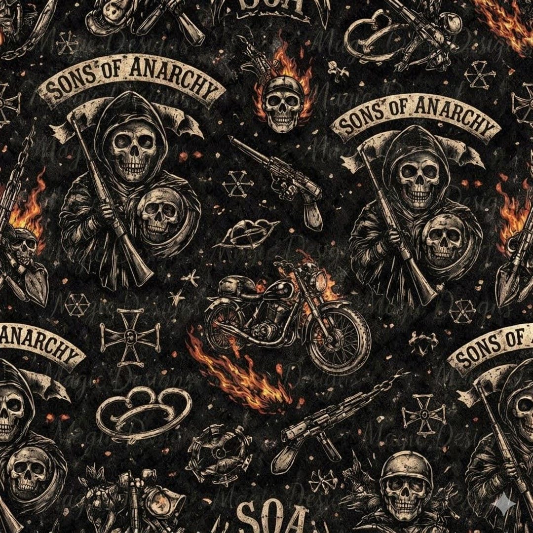 Biker Skull Seamless Pattern, Motorcycle Skull Design, Dark Gothic ...