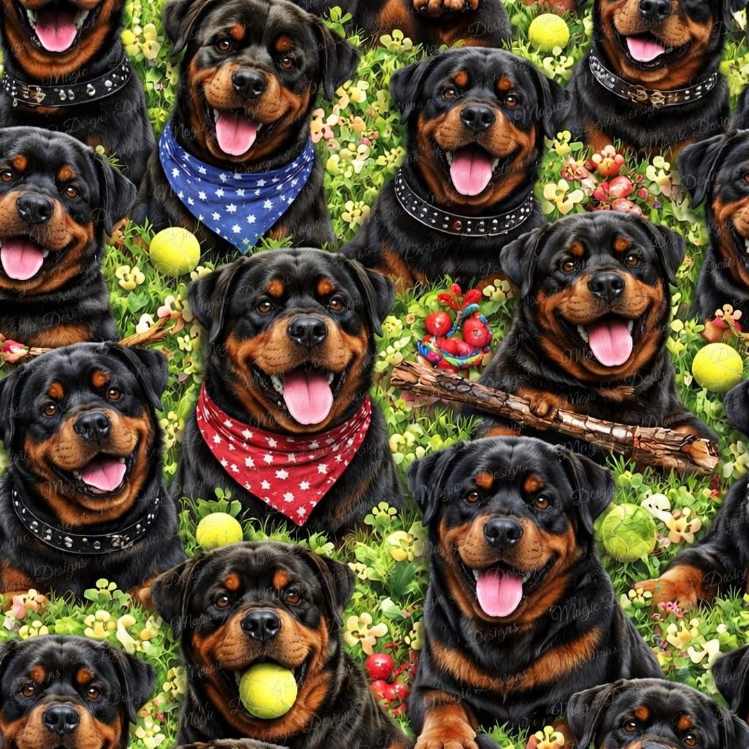 Rottweiler Color Pattern Rottweiler Seamless Pattern, Cute Dog Design, Rottweiler Lover Gift ...