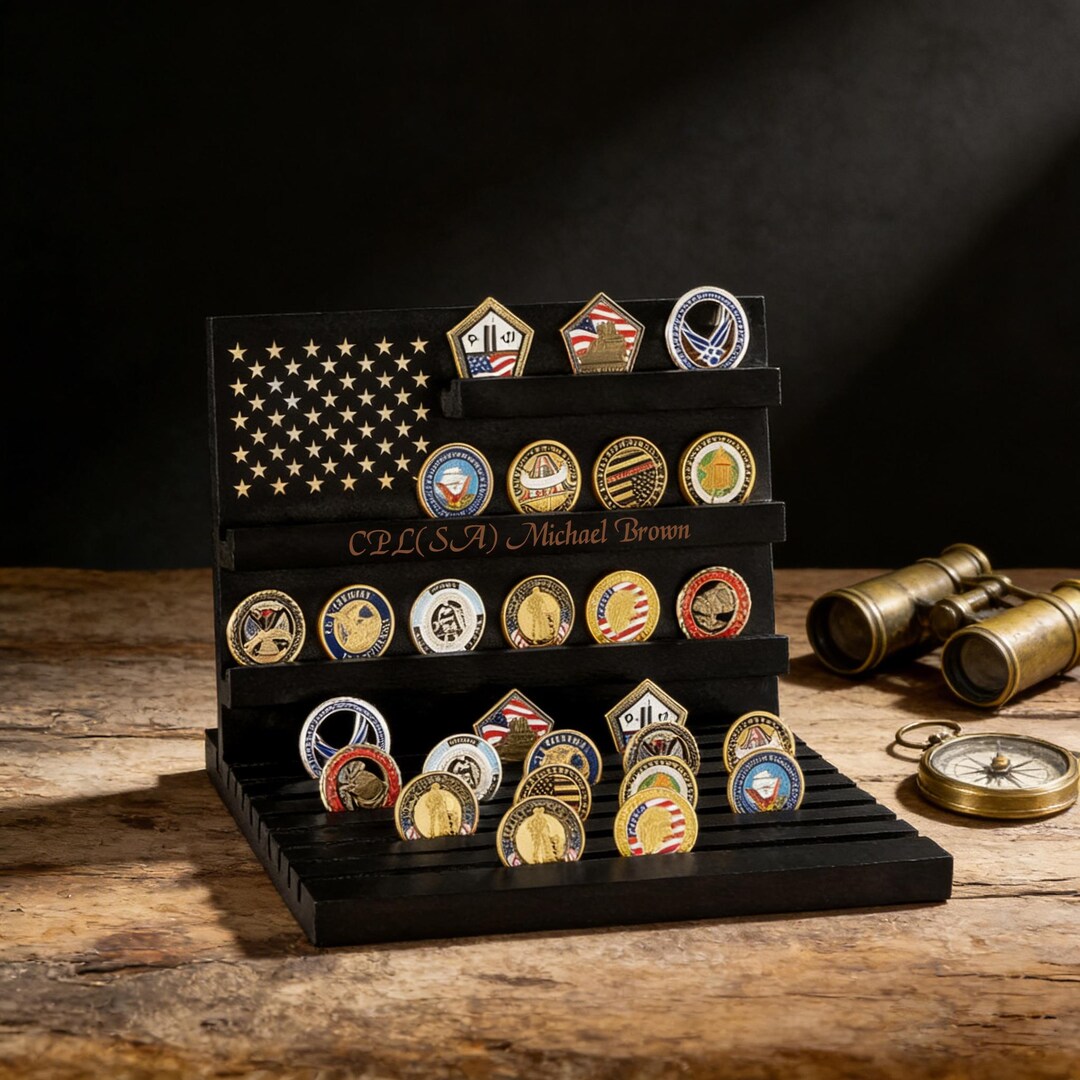 Custom Wooden Challenge Coin Display Rack, Personalized Military Coin ...