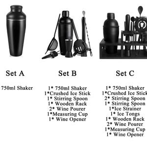Conjunto de 9 peças de coqueteleira/mixer de bebidas alcoólicas em aço gravado preto fosco, utensílios de bar personalizados, ferramentas de barman, presente para ele. imagem 8