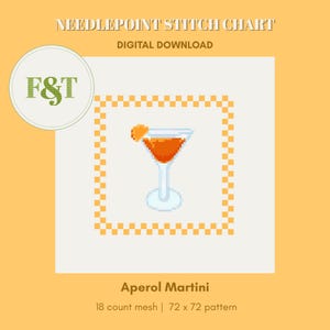Aperol Martini Nadelspitze Stichvorlage | Anfänger freundliches Untersetzer-Muster (Digitaler Download)