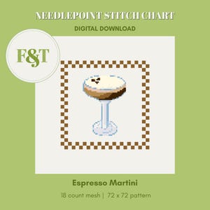 Espresso Martini nålstickningsmönster | Trendigt mönster för underläggsstygn (digital nedladdning)