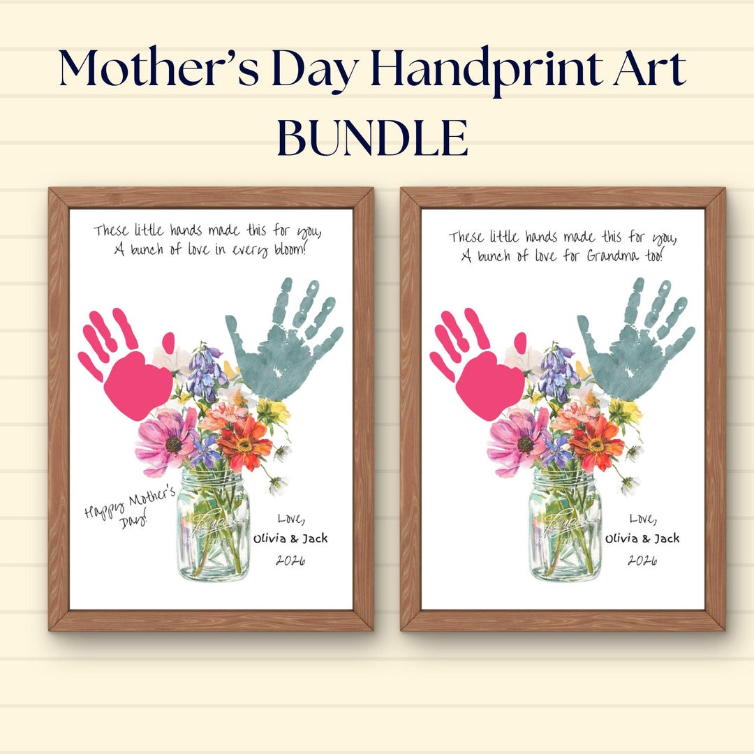 Mother's Day Handprint Flower Bouquet Craft Bundle (instant Download ...